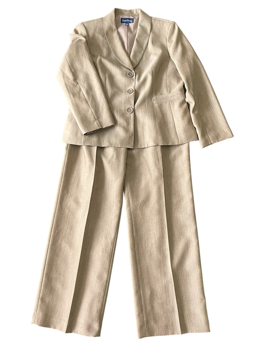 Evan Picone Honey Wheat Chevron Weave 2 Piece Pant Suit (18)